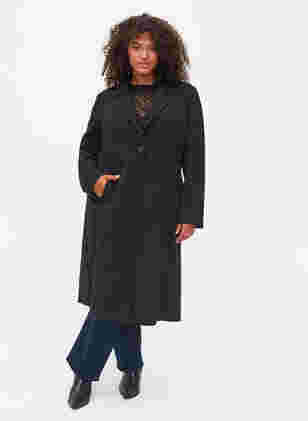 Lang frakk med knappelukking, Black, Model