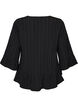 Bluse med tekstur, V-hals og rysjer, Svart, Packshot image number 1