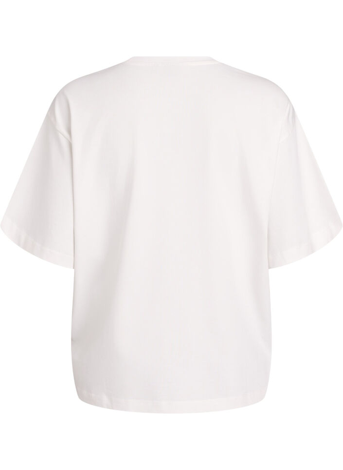 Oversized T-skjorte med halve ermer, Hvit, Packshot image number 1