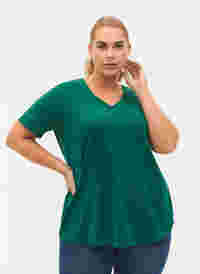 Ensfarget basis T-skjorte i bomull, Evergreen, Model