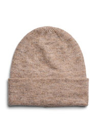 Strikket lue med ull, Deep Taupe Mel.