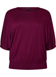 Jerseybluse med albuelange ballongermer, Lilla