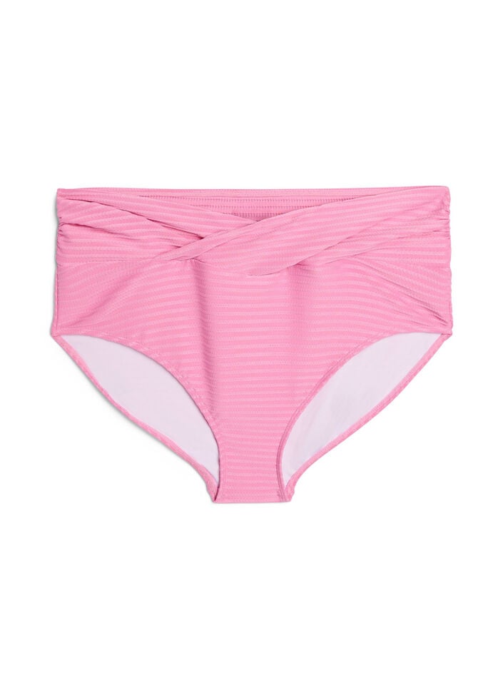 Bikinibukse med h&oslash;y midje og kryssdetaljer, Rosa, Packshot image number 0