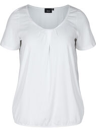 Kortermet T-skjorte med rund hals og blondekant, Bright White