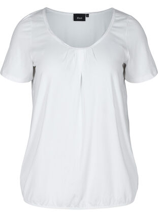 Kortermet T-skjorte med rund hals og blondekant, Bright White, Packshot image number 0