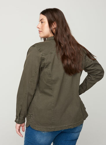 Kort jakke i bomull, Army Green, Model image number 1