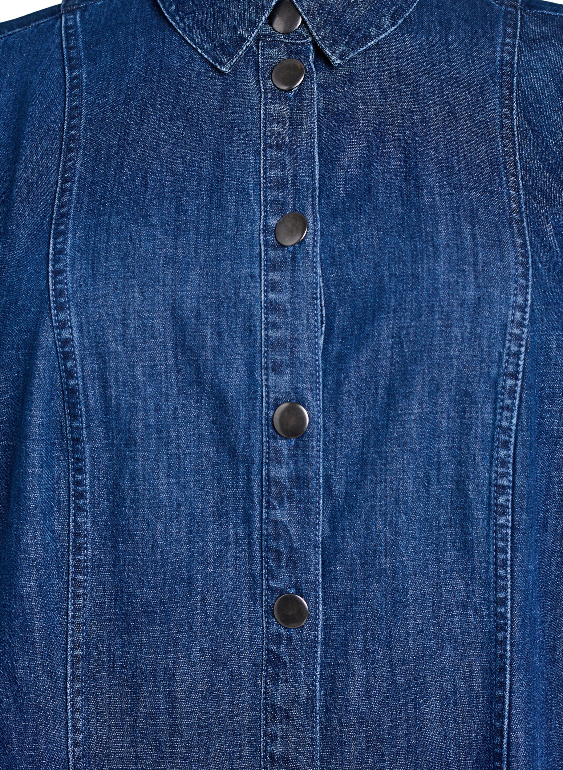 ZizziMidi-lang denim skjortekjole, Bl&aring;, Packshot image number 2