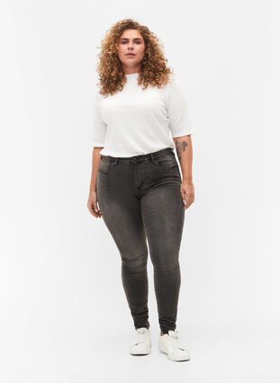 Super slim Amy jeans med høyt liv, Dark Grey Denim, Model image number 0