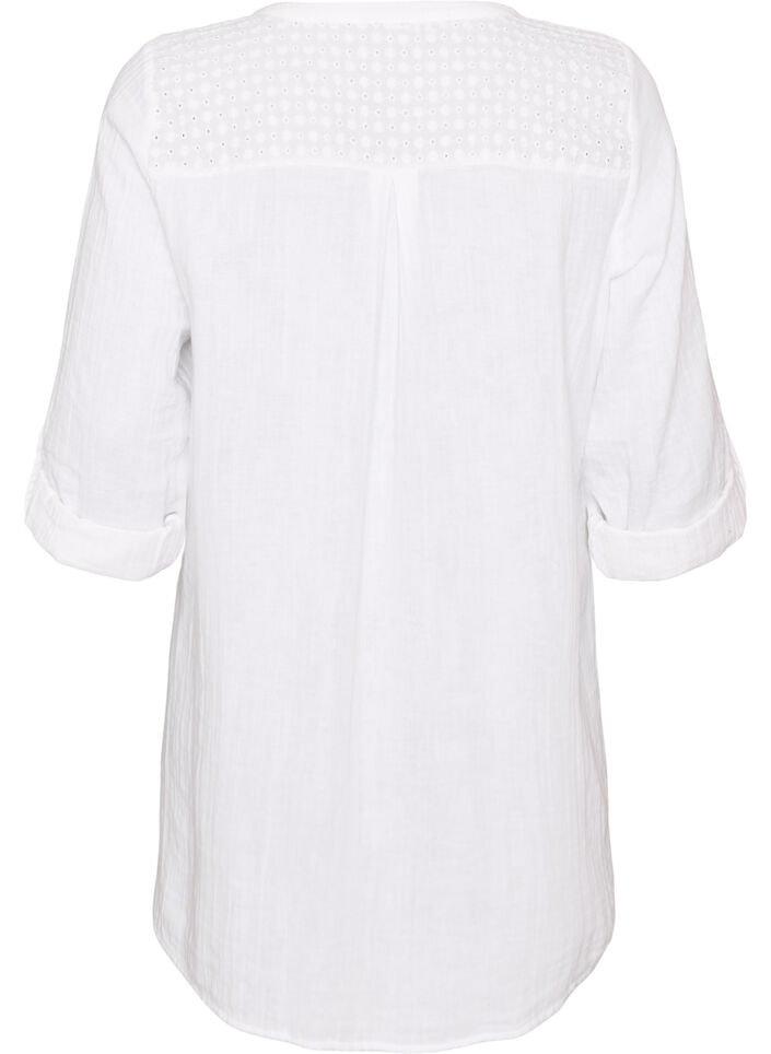 Bomullsmuslin tunika med broderie anglaise, Hvit, Packshot image number 1