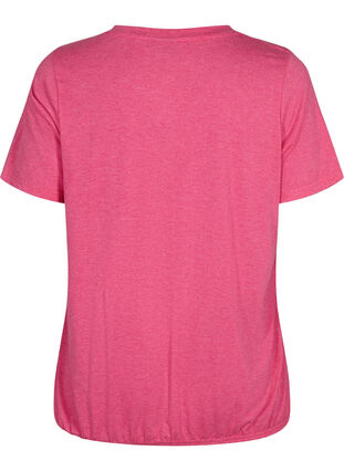 Melert T-skjorte med strikkant, Beetroot Purple Mél, Packshot image number 1