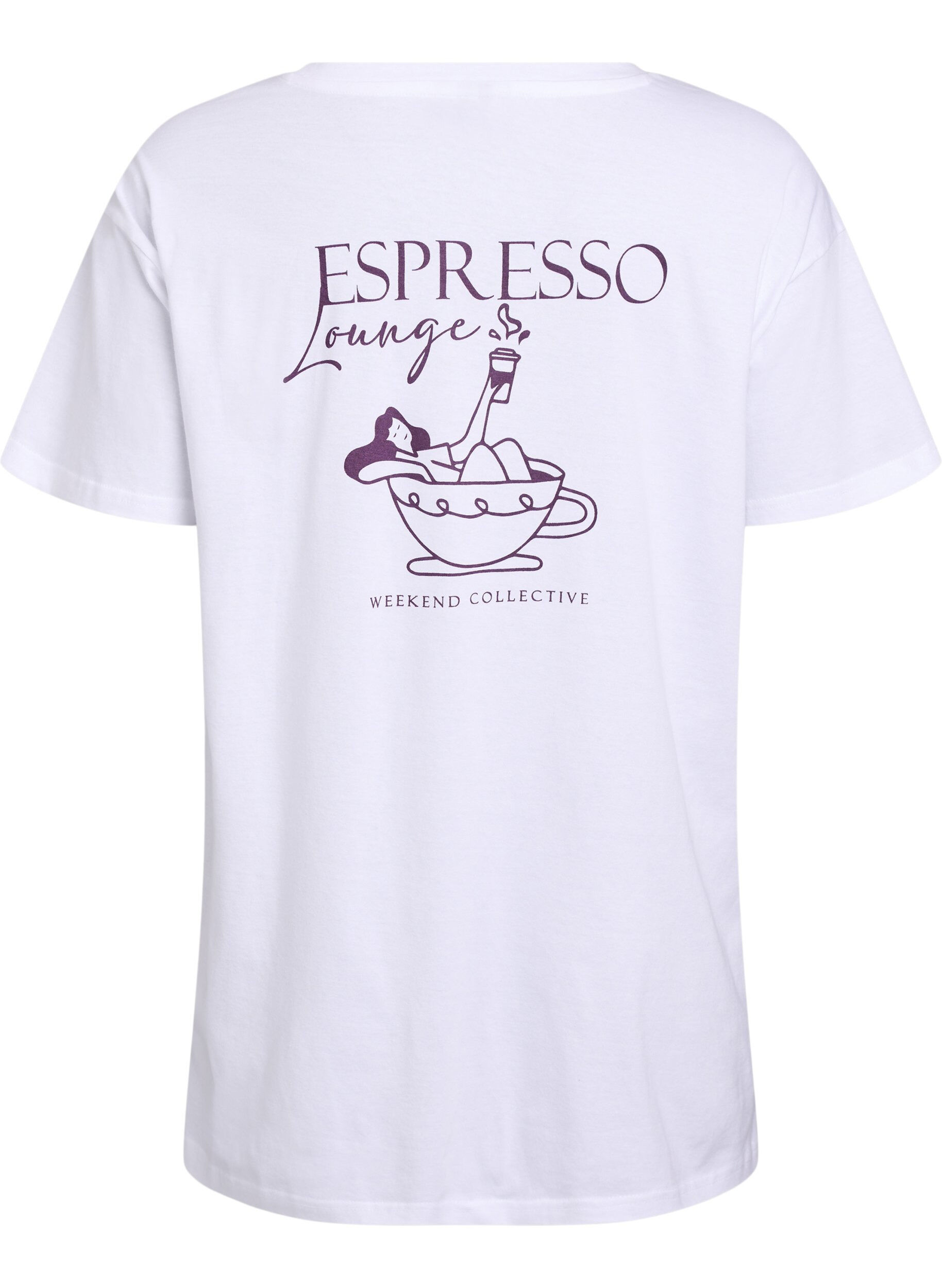 Zizzi Lang natt- T-skjorte i &oslash;kologisk bomull med trykk, Hvit, Packshot image number 1