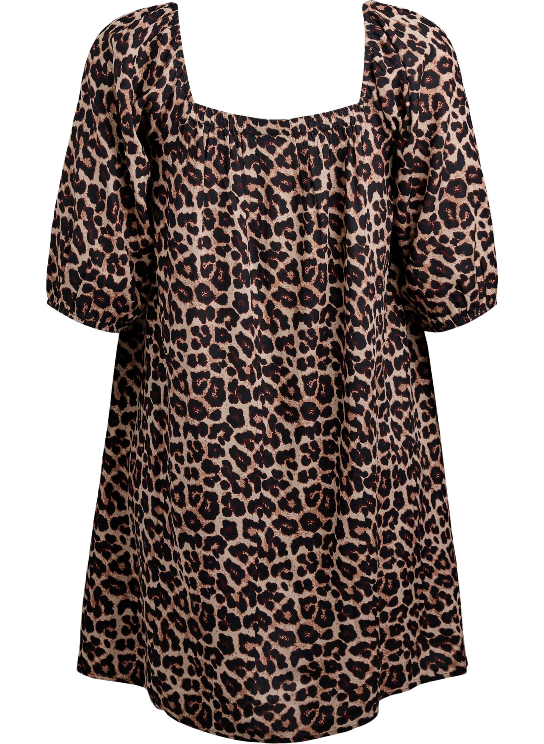 Zizzi Strandkjole i viskose med trykk, Beige, Packshot image number 1