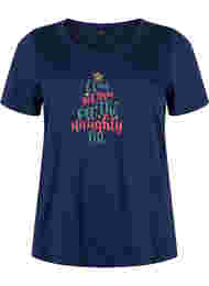 T-skjorte med julemotiv i bomull, Navy Blazer Text
