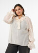Viskosebluse med volanger og lange ermer, Vanilje, Model image number 0