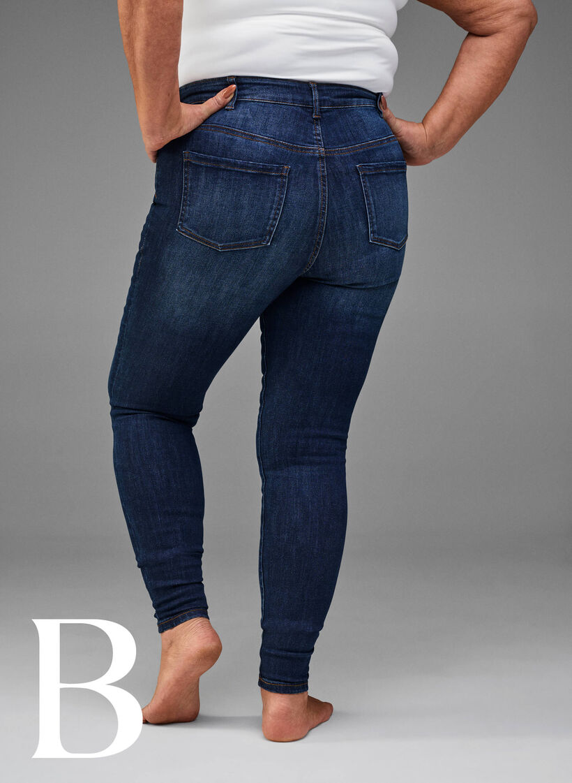Supersmale jeans med høy midje, Dark Blue, Model
