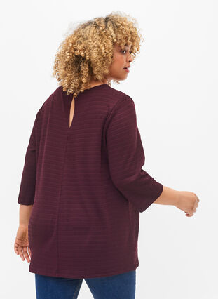 Bluse med 3/4-ermer og V-hals, Winetasting, Model image number 1