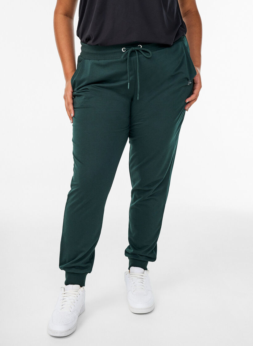 L&oslash;se joggebukser med lommer, Gr&oslash;nn, Model image number 2