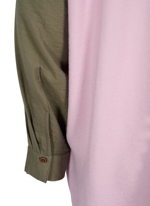 Skjorte i viskosemiks med colorblock, Pink Blocking, Packshot image number 2