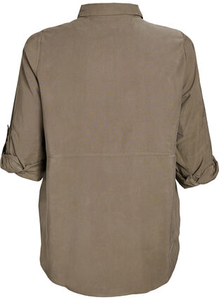 Zizzi FLASH - Skjorte med krage og opprullbare ermer, Grønn, Packshot image number 1