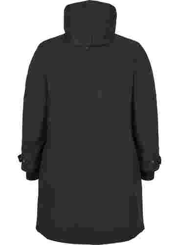 Vanntett vinterjakke med hette og lommer, Black, Packshot image number 1