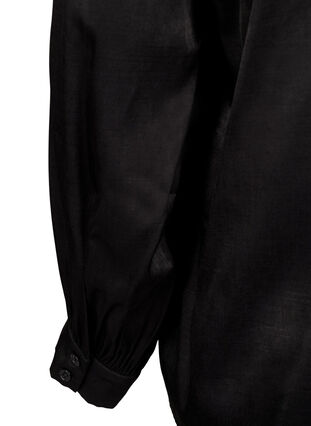 Zizzi Langermet bluse med volanger og V-hals, Black, Packshot image number 3