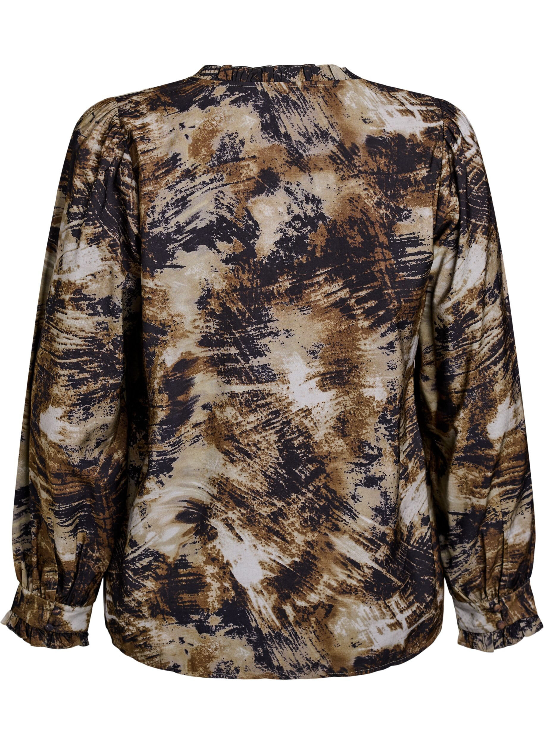 Zizzi Bluse med trykk og knapper, Gr&oslash;nn, Packshot image number 1