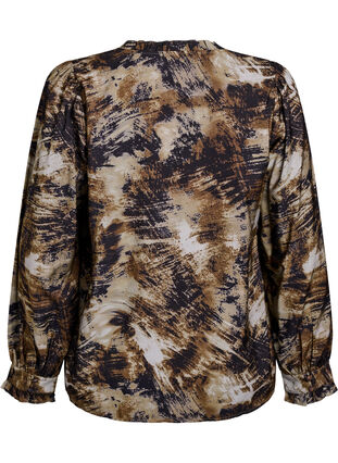 Zizzi Bluse med trykk og knapper, Grønn, Packshot image number 1