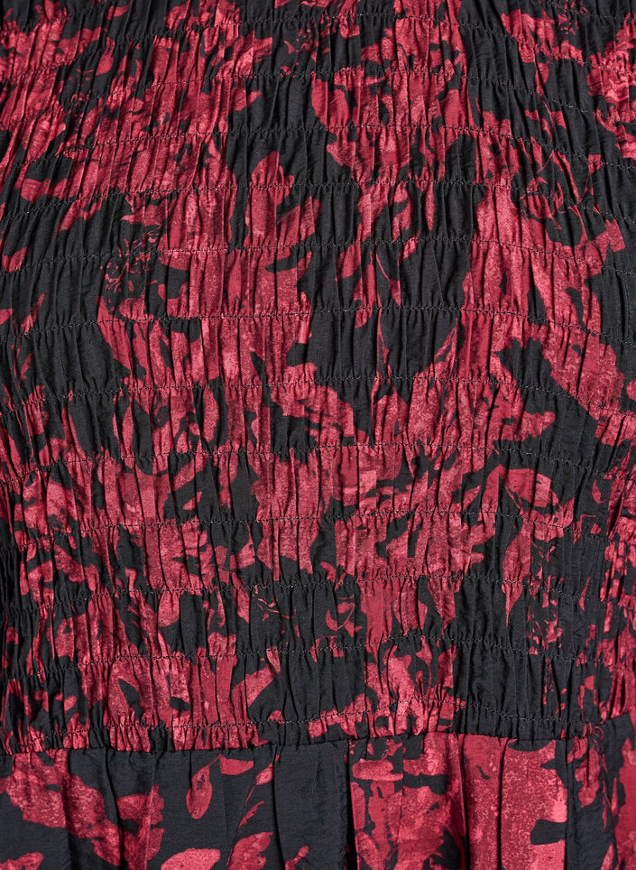 Bluse med smock og lange ermer, Svart, Packshot image number 2