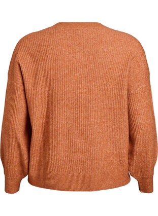 Zizzi Ribbestrikket cardigan med knapper, Orange, Packshot image number 1