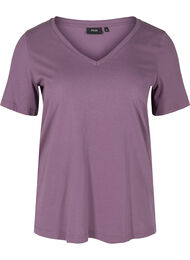 T-skjorte i organisk bomull med V-hals, Vintage Violet