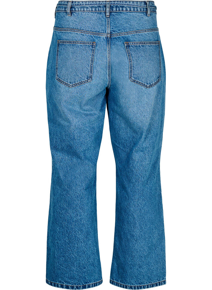 Straight fit jeans med knytebelte, Blue Denim, Packshot