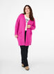 Ribbestrikket cardigan med lommer, Rosa, Model image number 1
