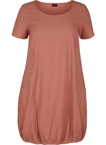Kortermet kjole i bomull, Canyon rose, Packshot image number 0