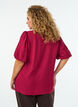 Bluse med ballongermer og V-hals, R&oslash;d, Model image number 2