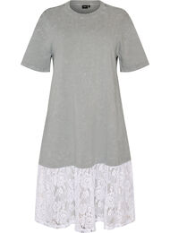 Loose fit T-skjortekjole med blonder trim, Gr&aring;