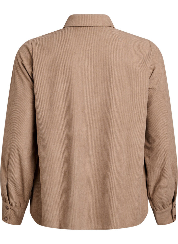Langermet skjortebluse i cordfløyel, Caribou, Packshot