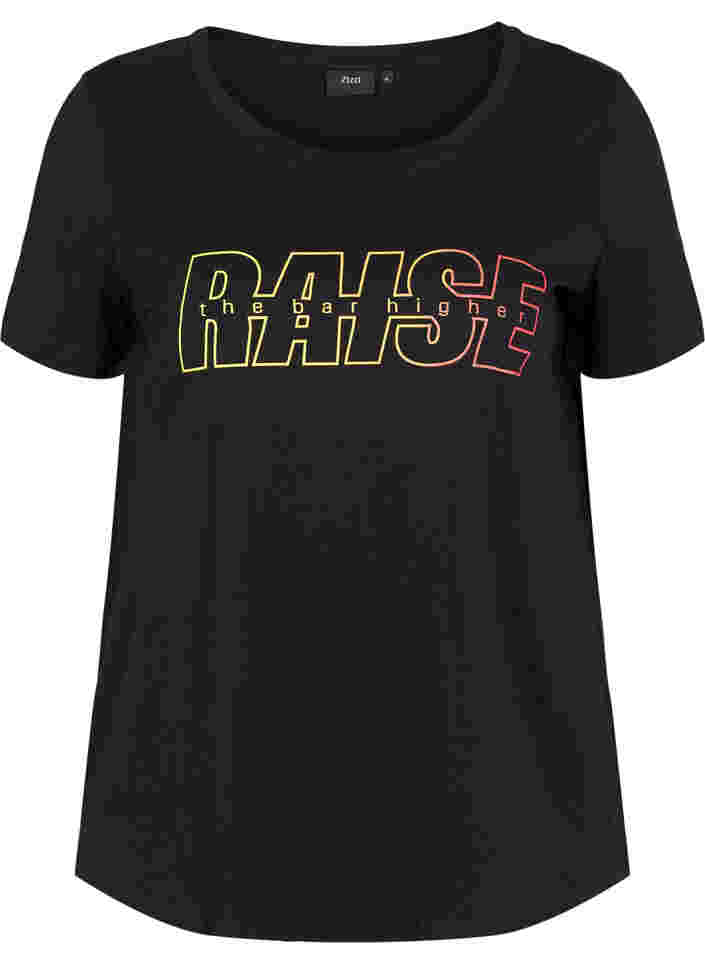 T-skjorte til trening med trykk, Black w. Raise, Packshot image number 0