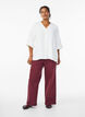 Skjortebluse med v-hals og 3/4 ermer, Vanilje, Model image number 1