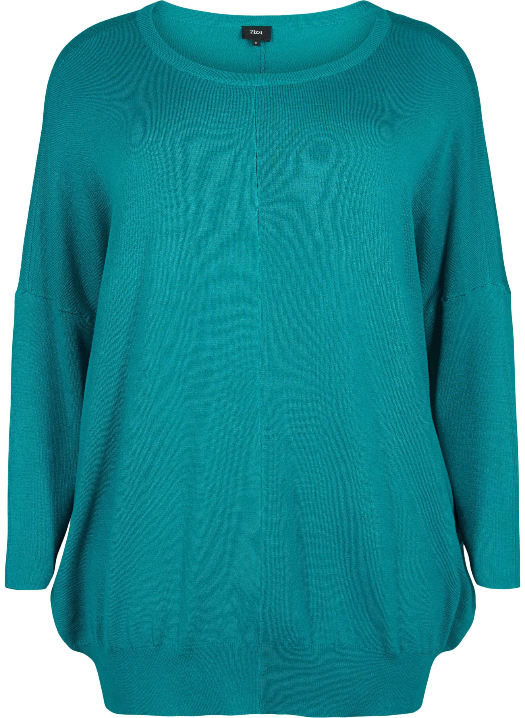 Zizzi Strikket tunika i en viskoseblanding, Deep Lake, Packshot image number 0