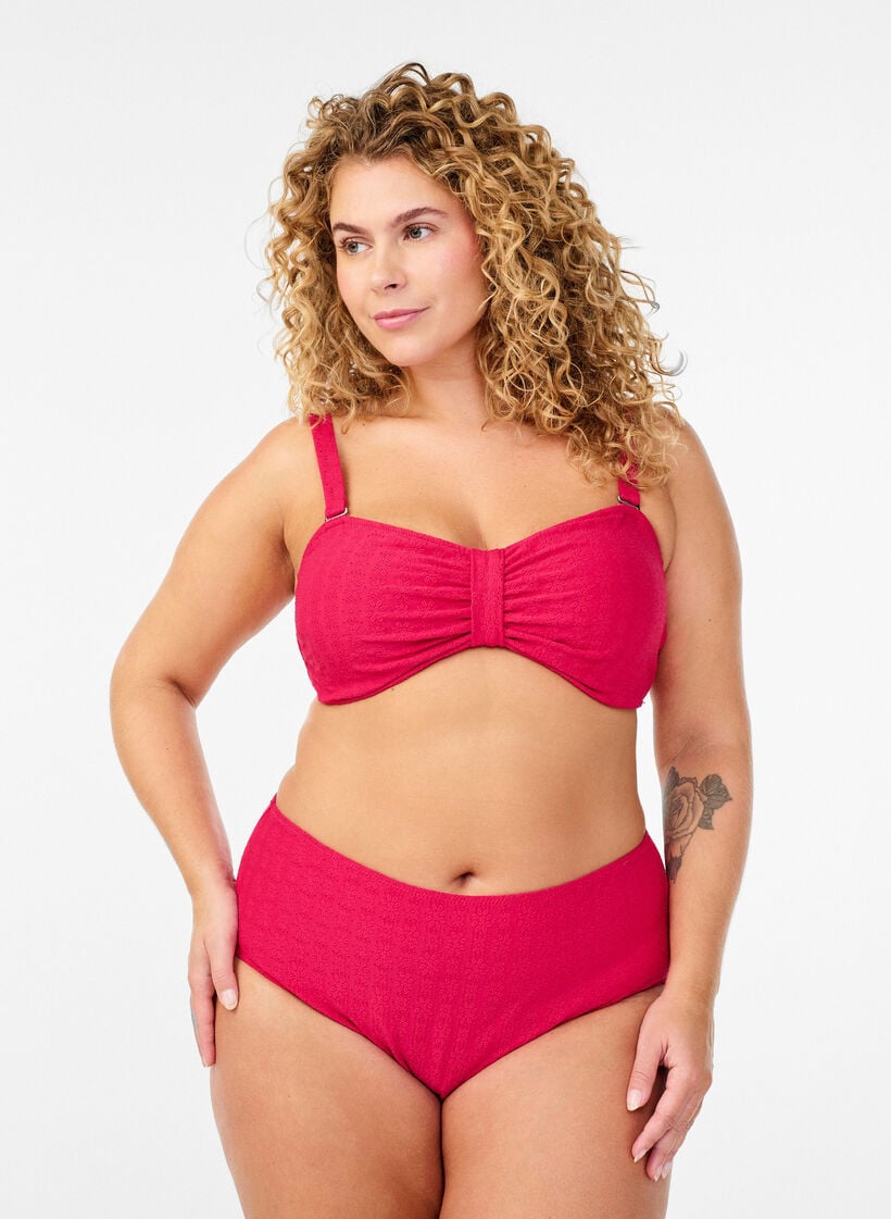 Bikinitruse med teksturert m&oslash;nster og regular waist, Rosa, Model image number 0