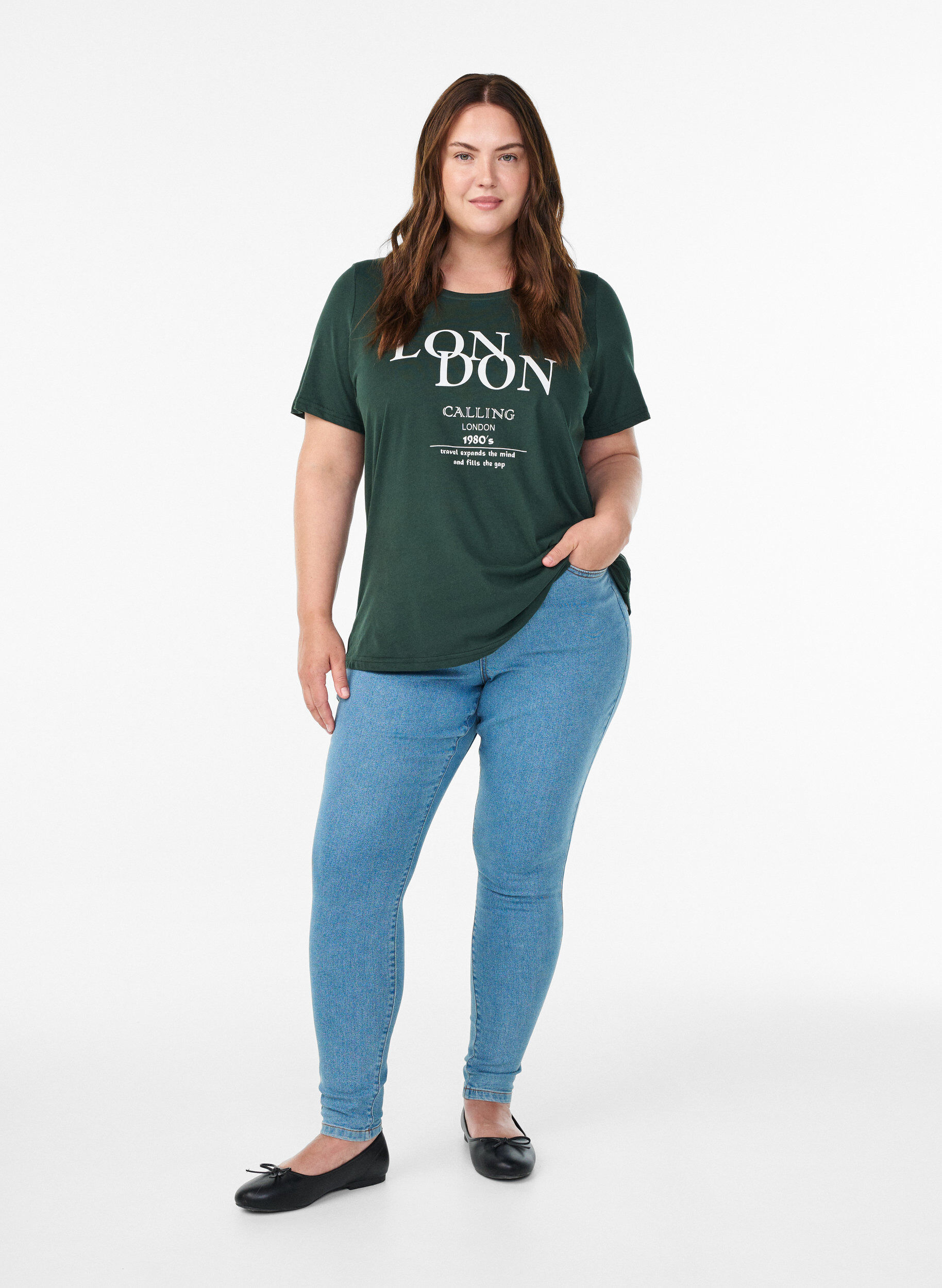 ZizziT-skjorte med trykk, Gr&oslash;nn, Model image number 1