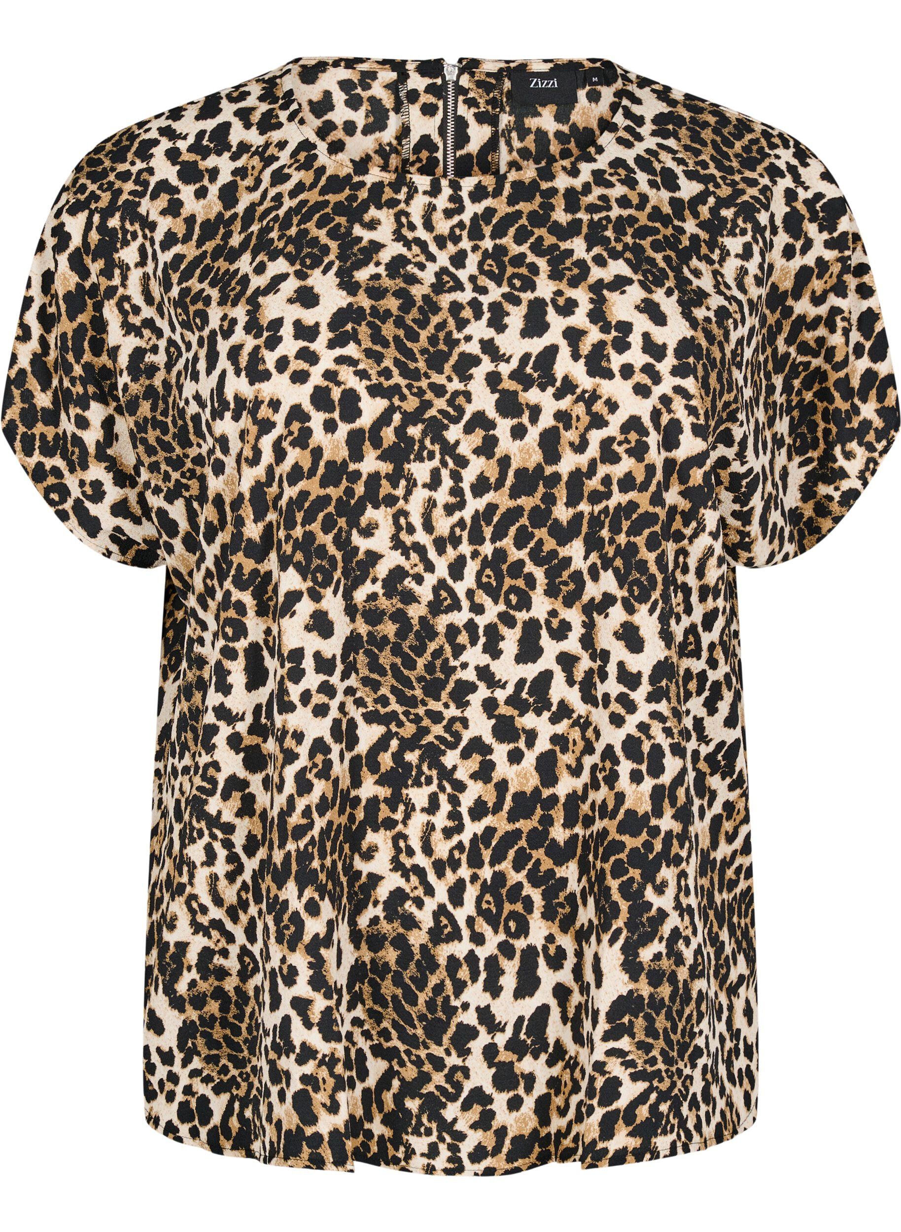 Zizzi Kortermet bluse med leopardm&oslash;nster, Leopard AOP, Packshot image number 0