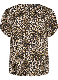 Kortermet bluse med leopardmønster, Leopard AOP