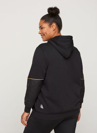 Sweatshirt med hette og trykk, Black, Model image number 1