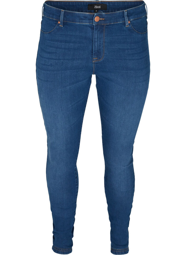 Jeggings i bomullsblanding, Blue denim, Packshot image number 0