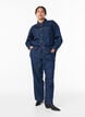 Vide jeans med knytebelte og høy midje, Blå, Model image number 0