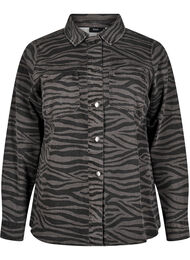Leopardmønstret denimskjorte med knapper, Dark Zebra