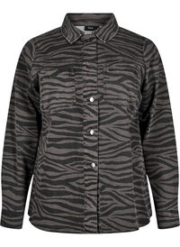 Denim skjorte med zebramønster og knapper, Svart Denim skjorte med zebramønster og knapper