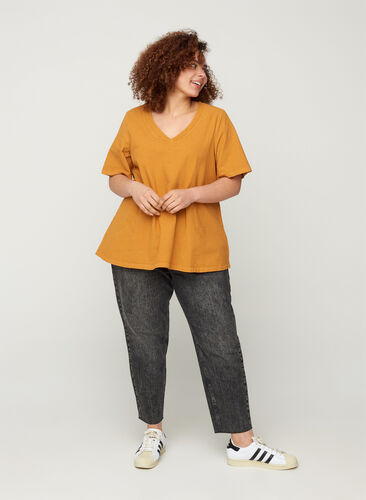 Kortermet bomullsbluse, Buckthorn Brown, Model image number 2