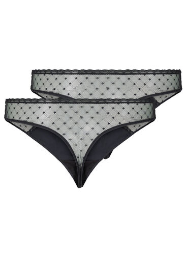 G-streng med mesh, 2 stk., Black, Packshot image number 1